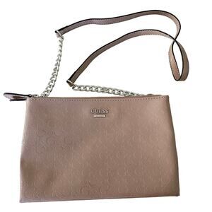 Guess Kalei Logo Crossbody Purse Pale Pink with Chain Strap